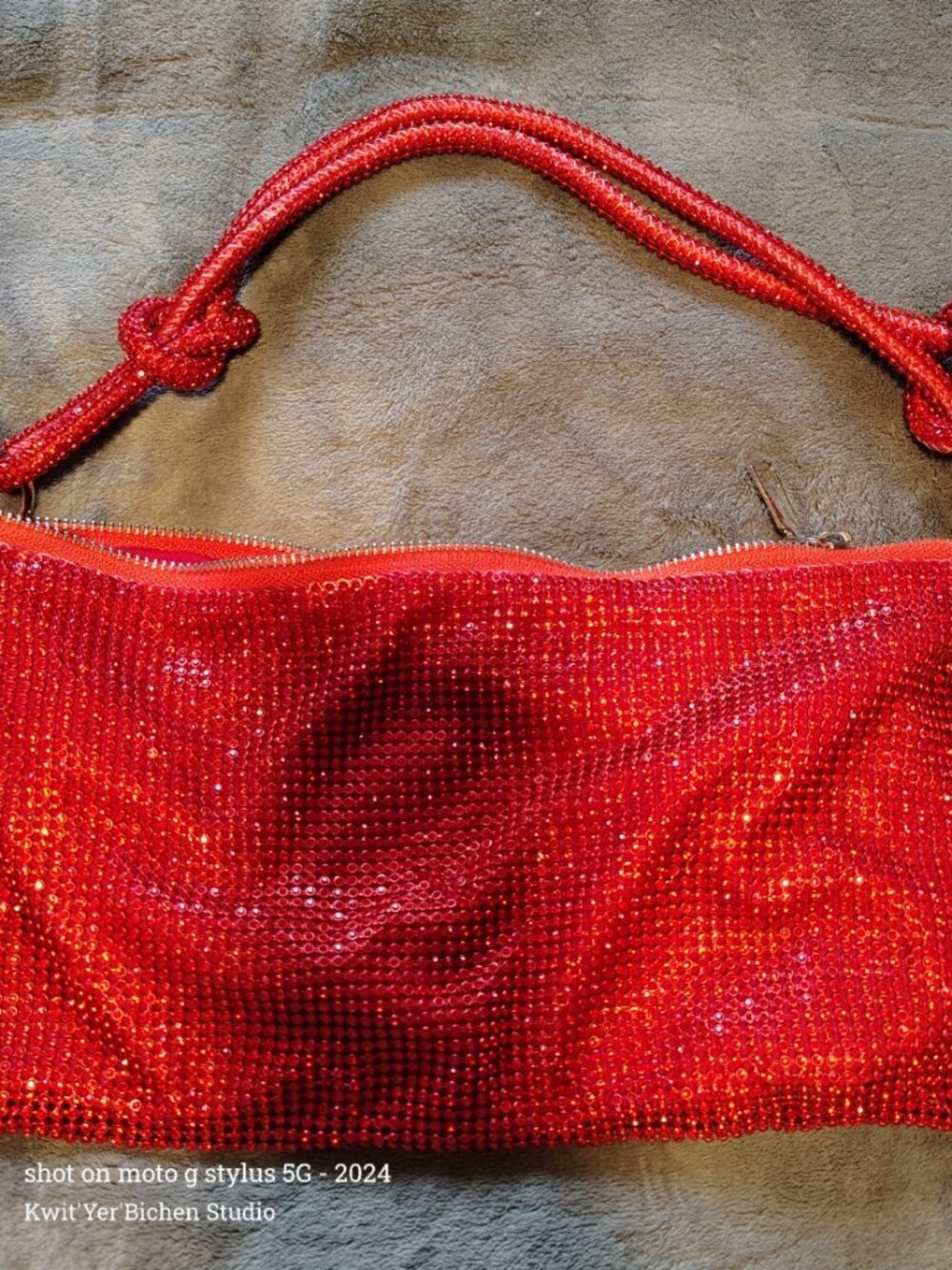 Red Rhinestone Sparkly Evening Bag